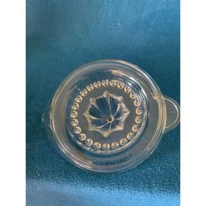 Vintage Large Heavy Ribbed Glass Juicer/Reamer with handle and pour spout